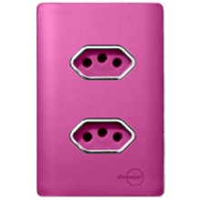 Conjunto Tomada Dupla 10A 4x2 - Novara Especiais Rosa Fosco